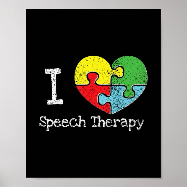 I Heart Speech Therapy, Autism Awareness  Poster (Front)