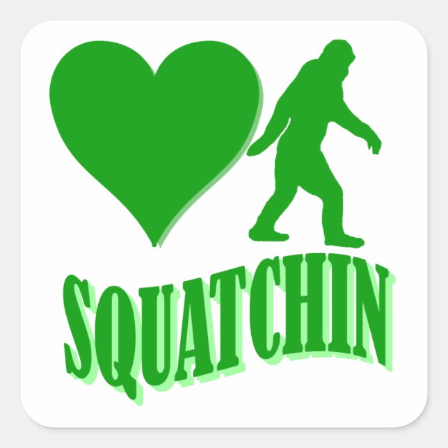 I heart squatchin square sticker (Front)