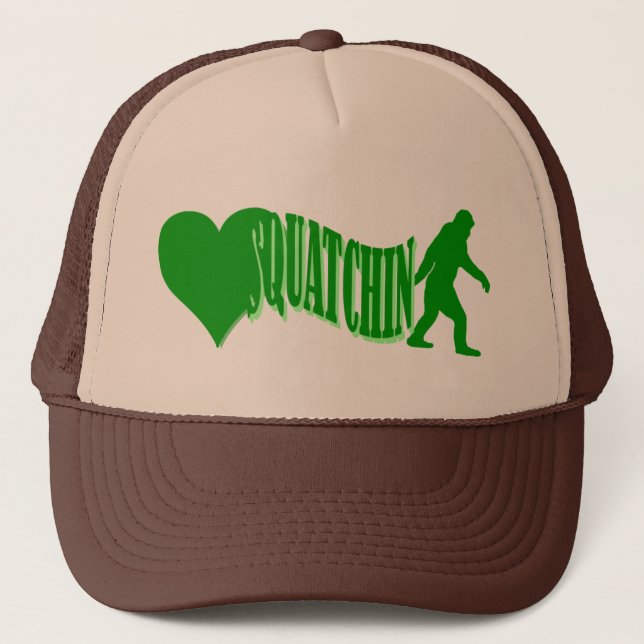 I heart squatchin trucker hat (Front)