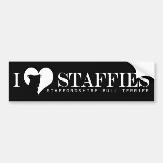 i heart Staffies - Bumper Sticker Black