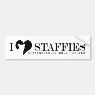 i heart Staffies - Bumper Sticker w/ Breed Name