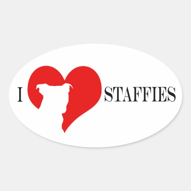 i heart Staffies - Oval Stickers (Front)