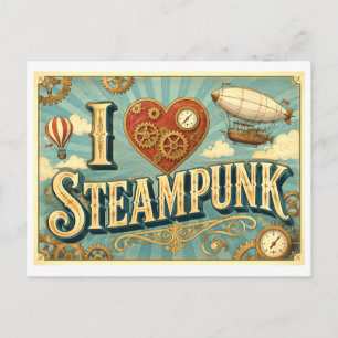 "I [Heart] Steampunk" Postcard