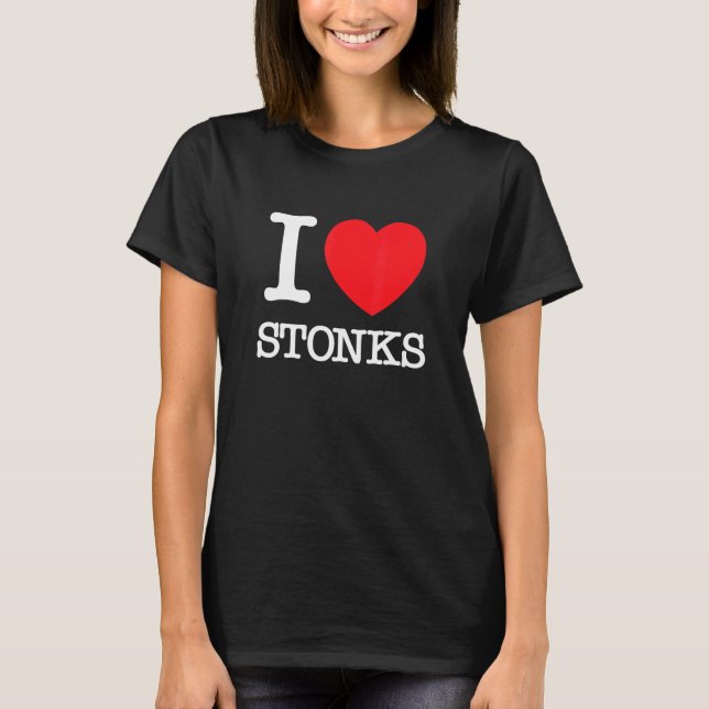 I Heart Stonks Retro Stock Investor Day Trader T-Shirt (Front)