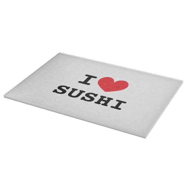 I heart sushi glass cutting board gift for chef (Corner)