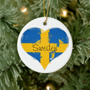 I Heart Sweden Swedish Flag  Ceramic Tree Decoration