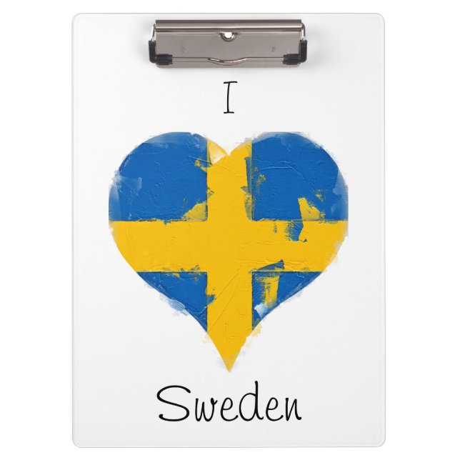 I Heart Sweden Swedish Flag Clipboard (Front)