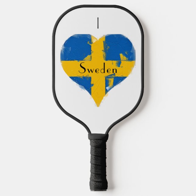 I Heart Sweden Swedish Flag Pickleball Paddle (Front)