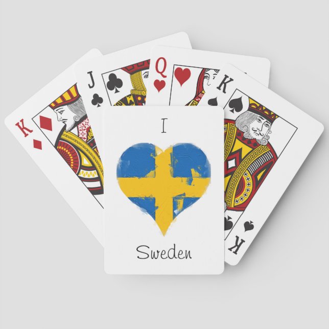 I Heart Sweden Swedish Flag Playing Cards (Back)