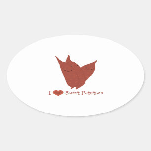 I heart sweet potatoes oval sticker