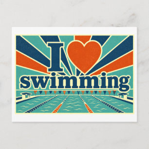 "I [Heart] Swimming" Postcard