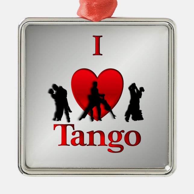 I Heart Tango Dance Metal Tree Decoration (Front)