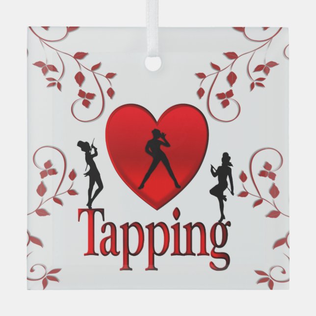 I Heart Tap Dance Glass Tree Decoration (Front)