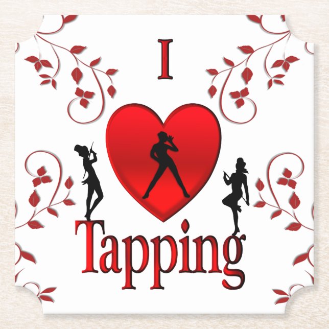 I Heart Tap Dance Paper Coaster (Front)
