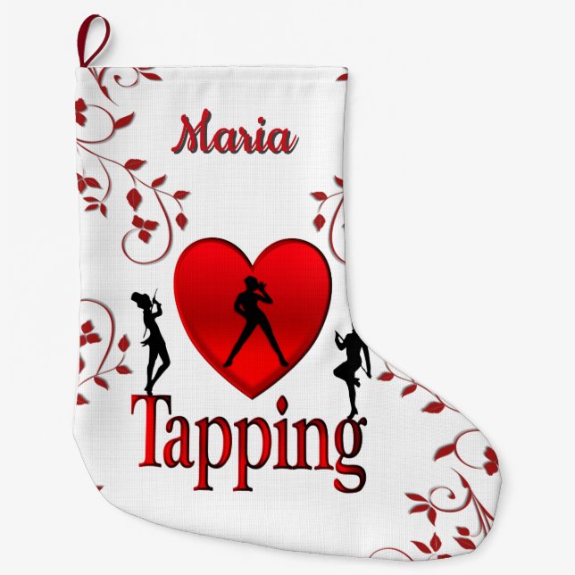 I Heart Tap Dance Personal Large Christmas Stocking (Front)