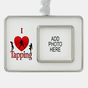 I Heart Tap Dance Personal Photo   Silver Plated Framed Ornament
