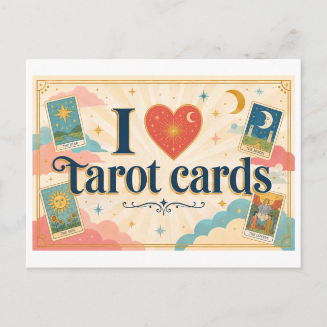 "I [Heart] Tarot Cards" Postcard (Front)