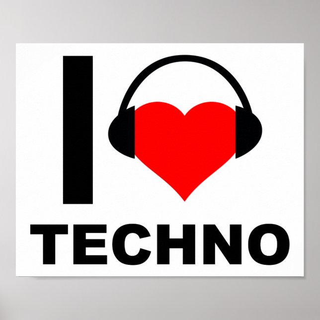 I Heart Techno Funny Poster (Front)