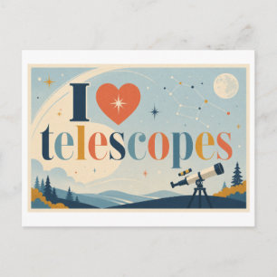 "I [Heart] Telescopes" Postcard