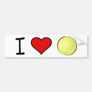 I HEART TENNIS BALL BUMPER STICKER