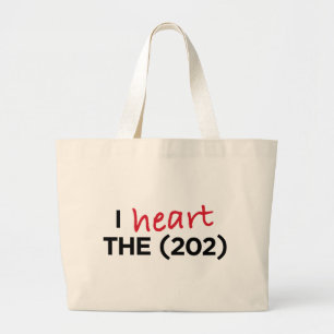 I heart the (202) large tote bag