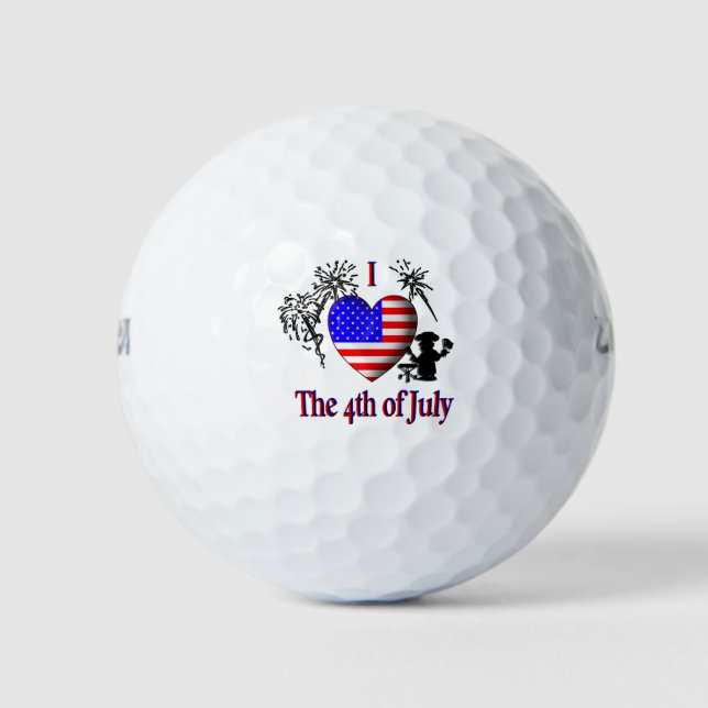 I Heart the 4th of July Golf Balls (Front)
