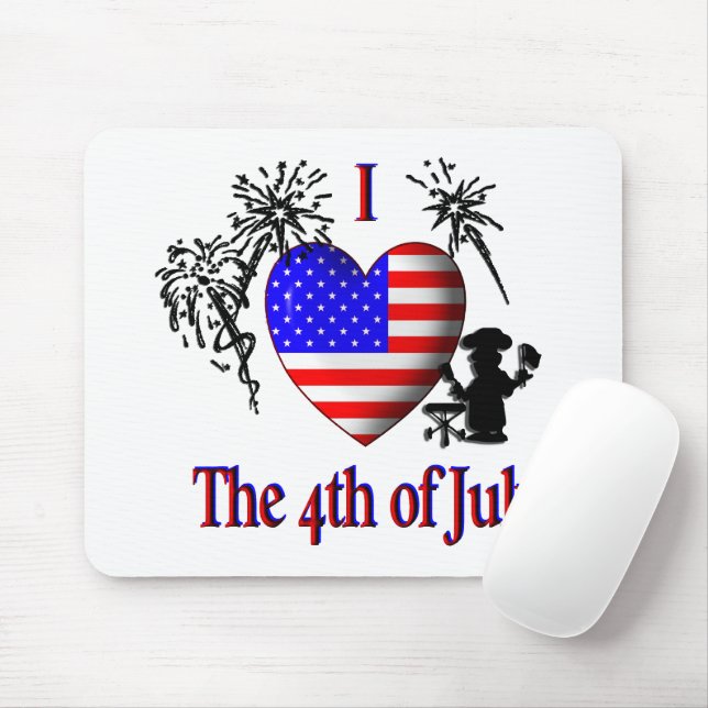 I Heart the 4th of July Mouse Mat (With Mouse)