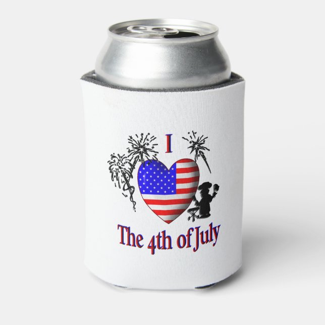 I Heart The Fourth of July Can Cooler (Can Back)