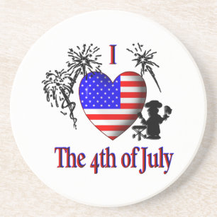 I Heart The Fourth of July Coaster