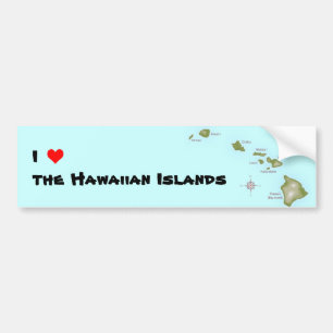 I (heart) the Hawaiian Islands Bumper Sticker