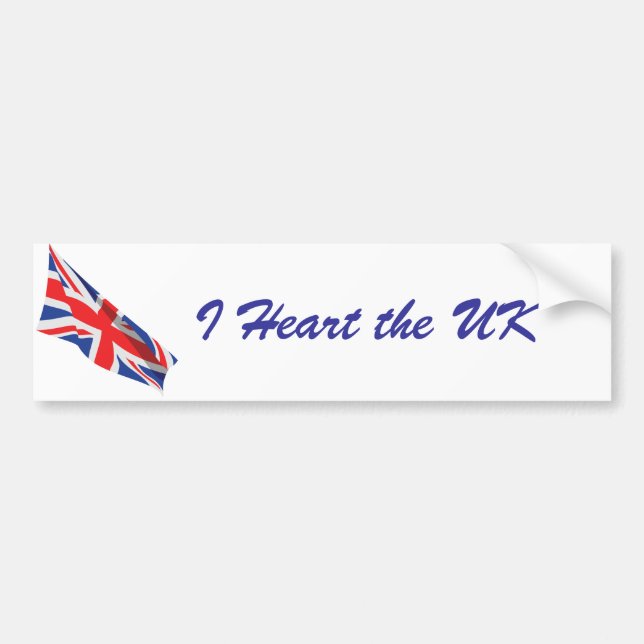 I Heart the UK/Union Jack Flag Bumper Sticker (Front)