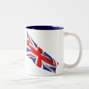 I Heart the UK/Union Jack Flag Two-Tone Coffee Mug