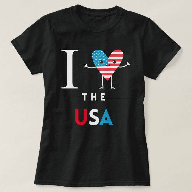 I Heart The USA blk Womens T-Shirt (Design Front)