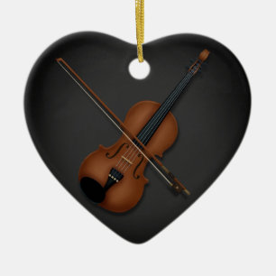 I Heart the Violin Charming Classical Music Black Ceramic Tree Decoration