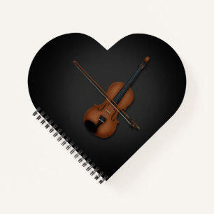 I Heart the Violin Charming Classical Music Black Notebook