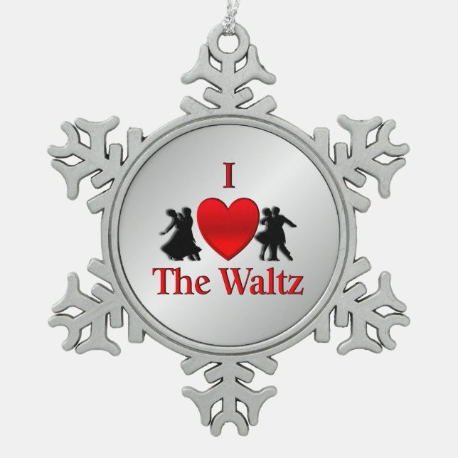 I Heart The Waltz Pewter Snowflake Ornament (Front)