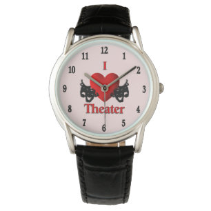 I Heart Theatre Black Numbers Pink Watch