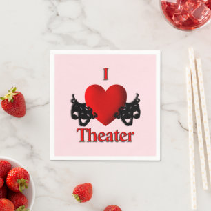 I Heart Theatre Pink Napkin