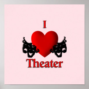I Heart Theatre Pink Poster