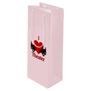 I Heart Theatre Pink Wine Gift Bag