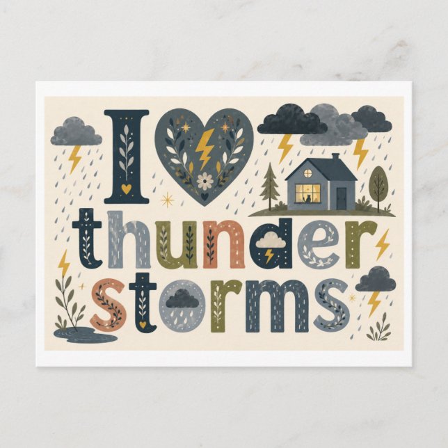 "I [Heart] Thunderstorms" Postcard (Front)