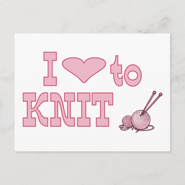 I heart to knit postcard (Front)