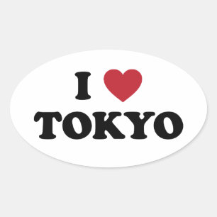 I Heart Tokyo Japan Oval Sticker