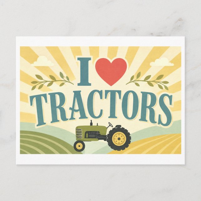 "I [Heart] Tractors" Postcard (Front)