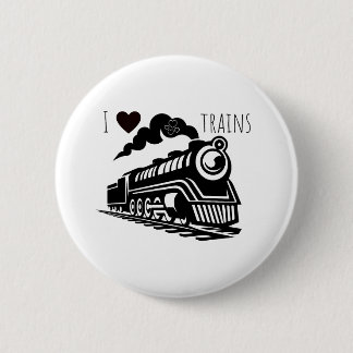I Heart Trains 6 Cm Round Badge