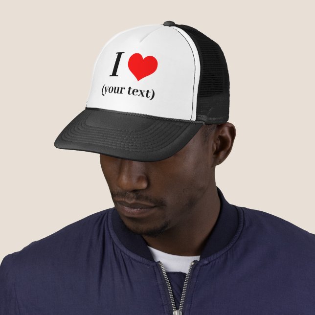 I HEART! Trucker Hat - White and Black - Customise (In Situ)