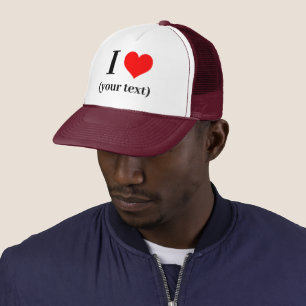I HEART! Trucker Hat - White and Maroon -Customise