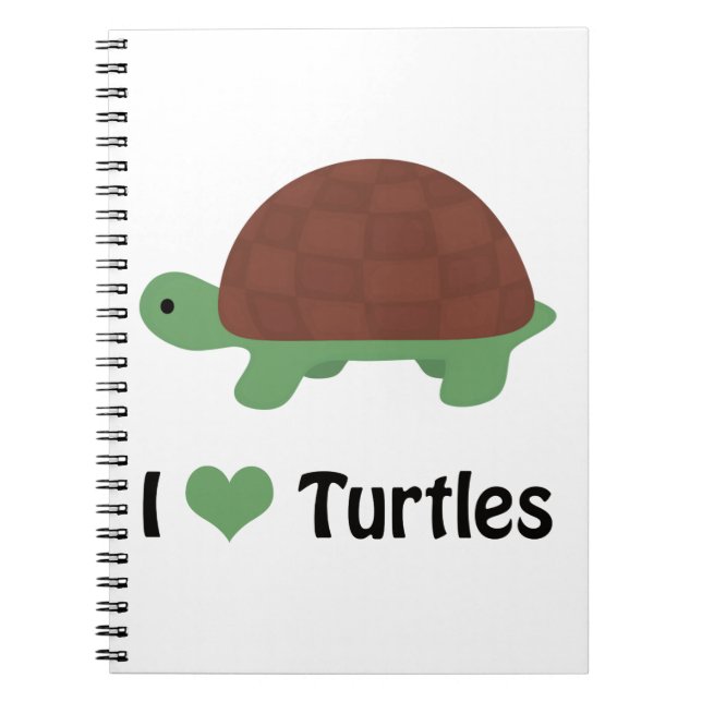 I Heart Turtles Cute Cartoon Turtle Notebook (Front)