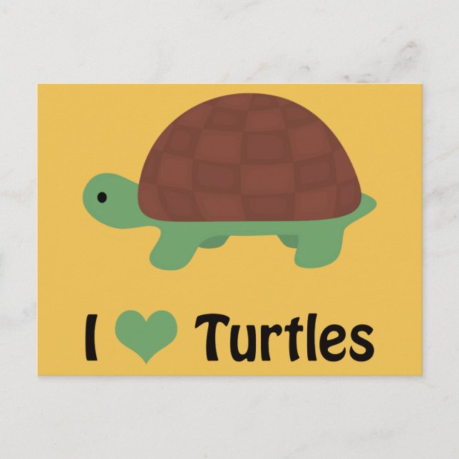 I heart Turtles Cute Little Cartoon Turtle Postcard (Front)