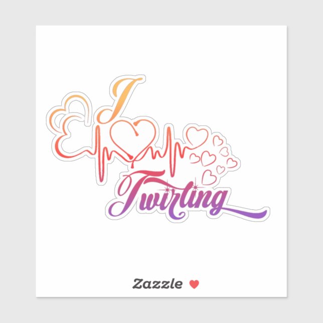 I HEART Twirling 6X6 Decal (Sheet)